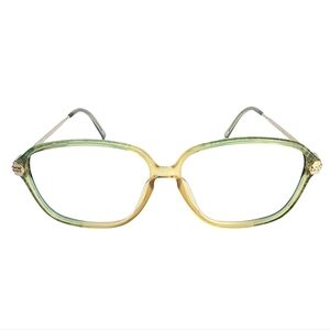 Vintage Christian Dior Eyeglasses Frames Retro Glasses 60s 70s Green Yellow 2882